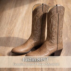 Justin 8493 Genuine Lizard Western Boots Men’s 6E Made in USA